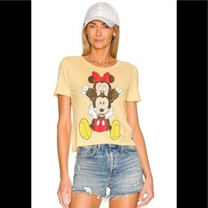 Mickey & Minnie Cropped Tee in Yellow